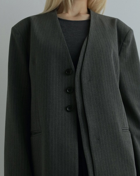 anuke アンヌーク Collarless Over Jacket 62520106 /キャンセル返品
