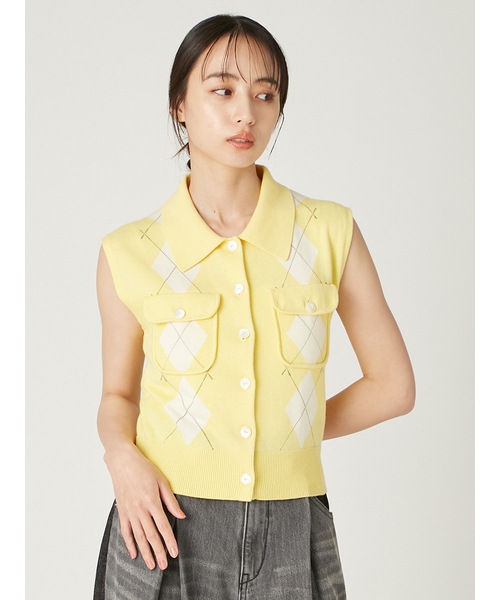 期間限定20%OFF】FRAY I.D フレイアイディー ノースリポロニットジレ