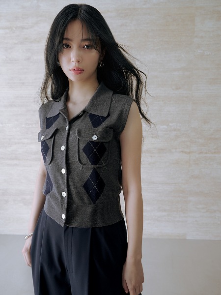 期間限定20%OFF】FRAY I.D フレイアイディー ノースリポロニットジレ