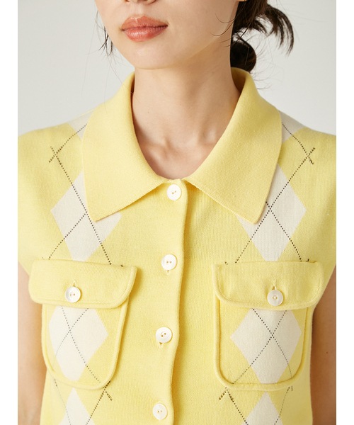 【新品タグ付】FRAY I.D　フレイアイディー　ポロカラーノースリニットジレ 期間限定20%OFF】FRAY I.D フレイアイディー ノースリポロニットジレ