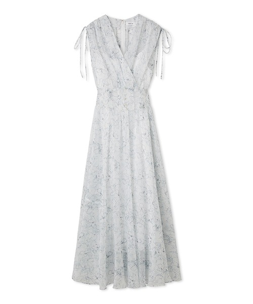 【正規品】FRAY I.D ラインフラワープリントカシュワンピース　0 YEL SALE30%OFF】FRAY I.D フレイアイディー ラインフラワープリント
