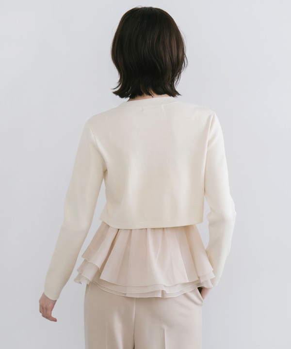 SOLD OUT】COCODEAL ココディール ペプラムブラウスレイヤードニット