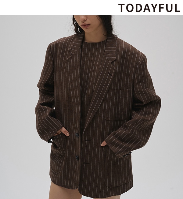 予約商品】TODAYFUL トゥデイフル Boyfriend Stripe Linen Jacket