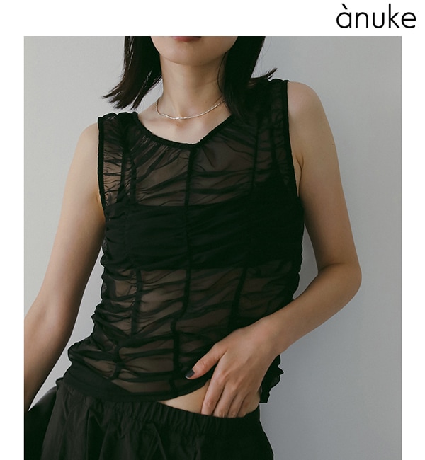 ��ͽ���ʡ�anuke ����̡���  Tulle Gather Tanktop 62610626 4������5��������ͽ�� �ͥ��ݥ�����̵�� /����󥻥������Բľ���