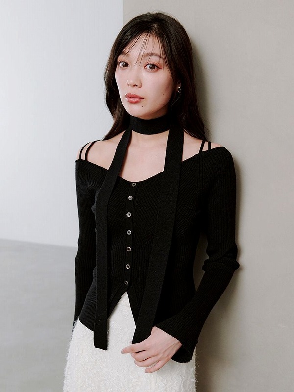 snidel 新作　ニット　新品未使用 SOLD OUT】【期間限定10%OFF】SNIDEL スナイデル タイ付きニットプル