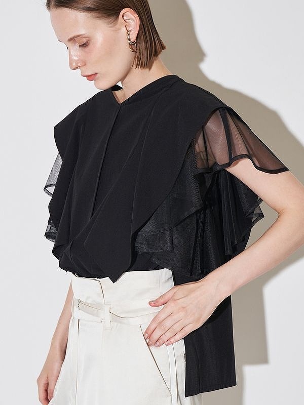 �ڴ��ָ���10%OFF��ELENDEEK �����ǥ�����  MESH LAYERED SLEEVE BL ��å���쥤�䡼�ɥ��꡼�֥֥饦�� 512630421301 /����󥻥������Բľ��� �������ˤ�15���ޤ�¨��ȯ��(���˰ʳ�)��