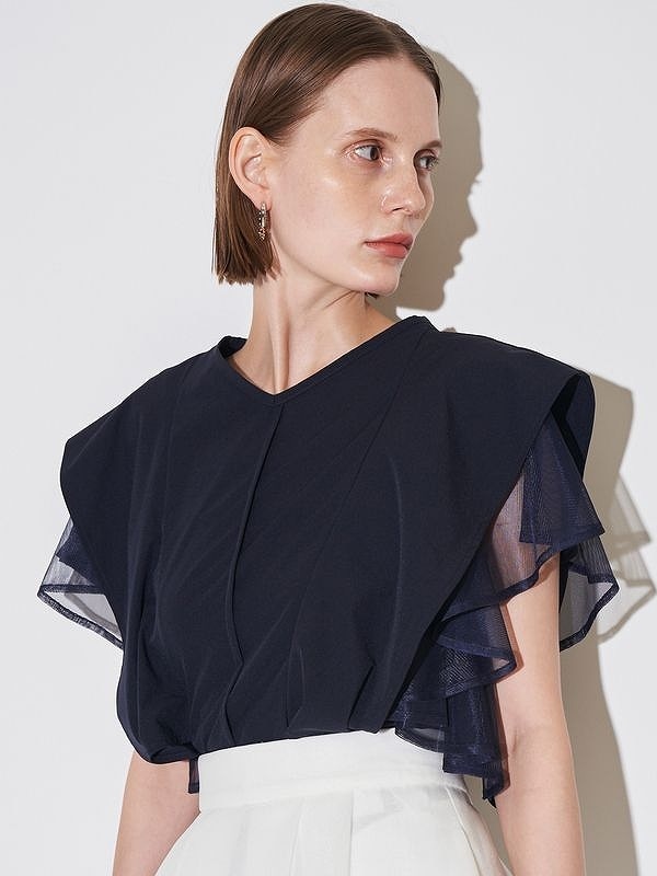 �ڴ��ָ���10%OFF��ELENDEEK �����ǥ�����  MESH LAYERED SLEEVE BL ��å���쥤�䡼�ɥ��꡼�֥֥饦�� 512630421301 /����󥻥������Բľ��� �������ˤ�15���ޤ�¨��ȯ��(���˰ʳ�)��