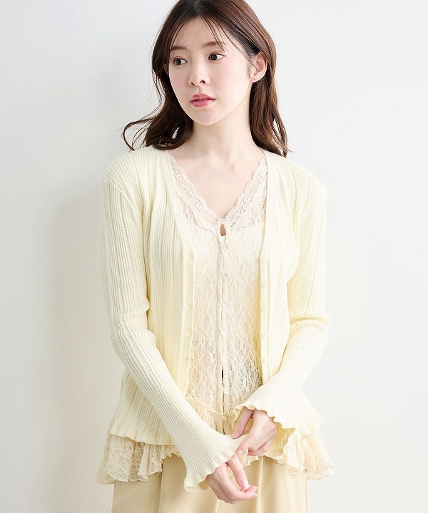 再入荷】COCODEAL ココディール レースドッキングニット 76131003