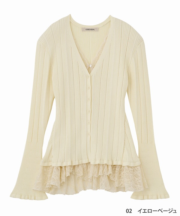 再入荷】COCODEAL ココディール レースドッキングニット 76131003