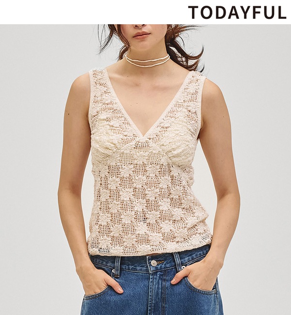 �ڴ��ָ���ݥ����5%��10/18(��)23:59�ޤǡۡ�ͽ���ʡ�TODAYFUL �ȥ��ǥ��ե�  Shrink Lace Tanktop 12710603 4�����5��������ͽ�� /����󥻥������Բľ���