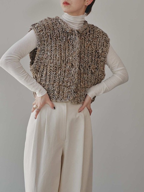todayful Mix Handknit Vest グレージュ todayful Mix Handknit Vest