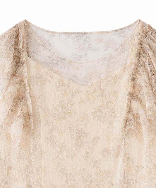 COCODEAL ココディール ラインフラワーチュールフリルワンピース