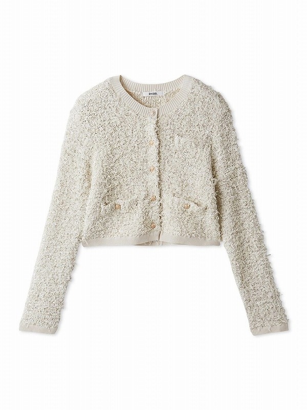 ✨極美品✨25SS SNIDEL スナイデル ツイード ニット カーディガン 紺 SNIDEL 新作10%OFF スナイデル トップス 25秋冬 ミックス