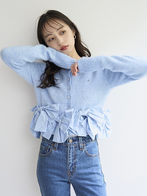 【週末セール】SNIDEL　リボンモチーフカーディガン SOLD OUT】【期間限定10%OFF】SNIDEL スナイデル リボンモチーフ