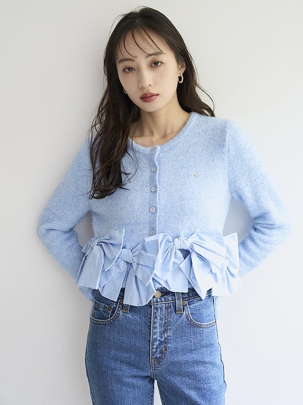 リボンモチーフカーディガン　スナイデル snidel （スナイデル）リボンモチーフカーディガン 25秋冬