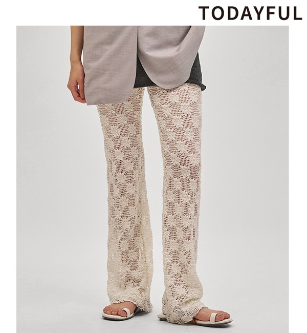 �ڴ��ָ���ݥ����5%��10/18(��)23:59�ޤǡۡ�ͽ���ʡ�TODAYFUL �ȥ��ǥ��ե�  Shrink Lace Leggings 12710702 4�����5��������ͽ�� /����󥻥������Բľ���