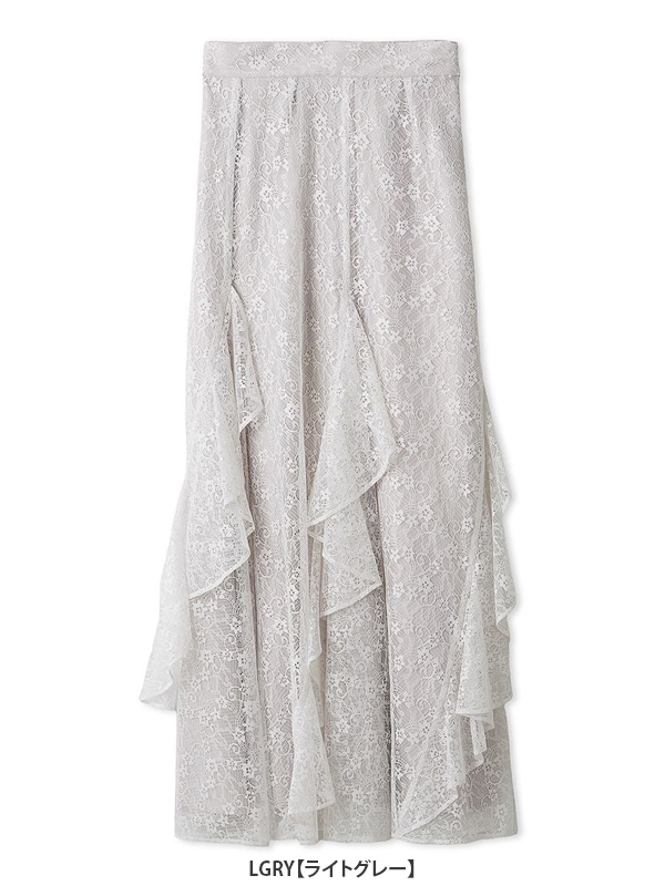 スナイデル　SNIDEL フリルレーススカート　ライトグレー/0 スナイデル SNIDEL フリルレーススカート ライトグレー/0