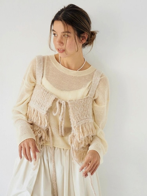チェリー 期間限定10%OFF】Ungrid アングリッド マルチウェイフリンジ