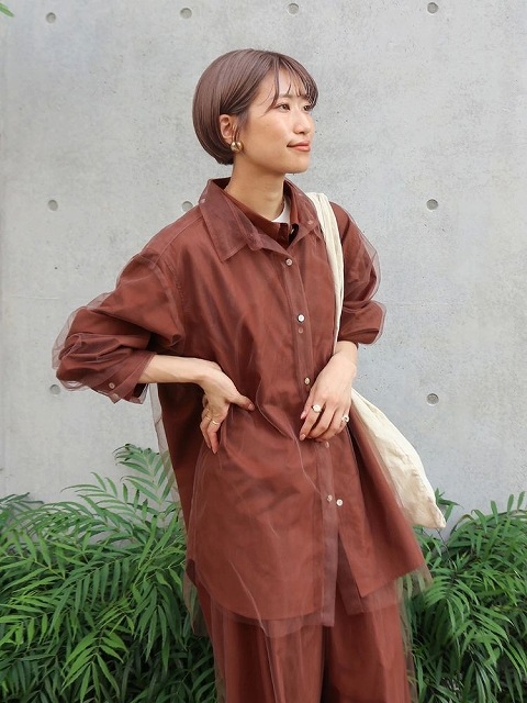 Ungrid　チュールレイヤードルーズシャツ アングリッド Ungrid チュールレイヤードルーズシャツ