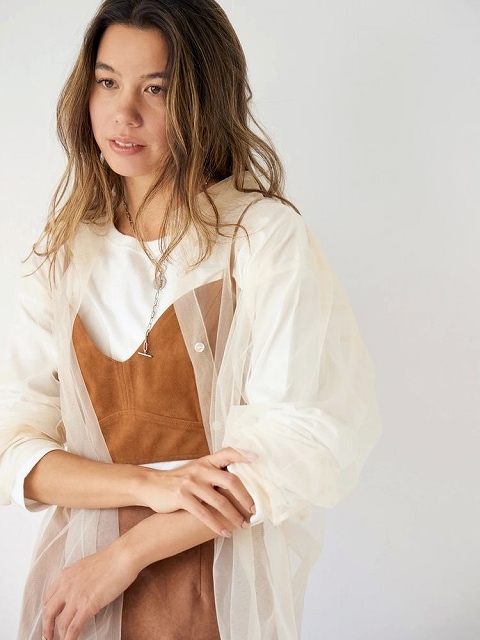 期間限定30%OFF】Ungrid アングリッド チュールレイヤードルーズシャツ