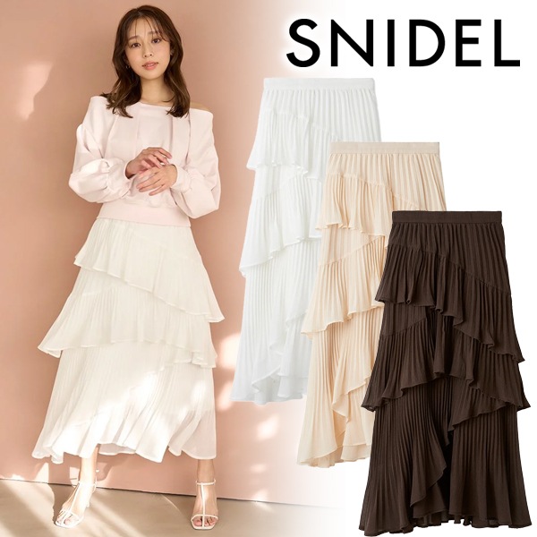 Sustainableプリントプリーツティアードスカート snidel SNIDEL