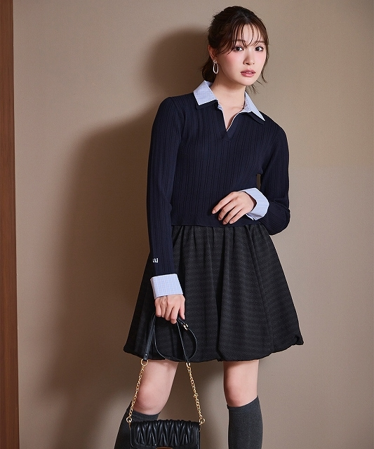 DRESS ファッション ヘムフレアジャケットミニワンピース LILLIAN