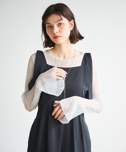 COCODEAL】リボンショルダーサロペット