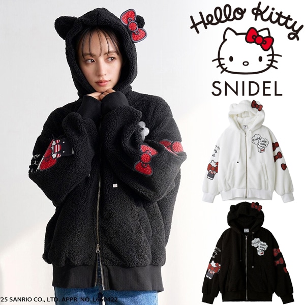 【新品未使用】snidel ハローキティ プレミアムパーカー ブラック SNIDEL スナイデル トップス 25秋冬 【HELLO KITTY】プレミアム