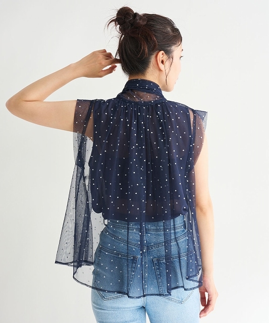 COCODEAL ココディール ドットチュールリボンブラウス 75518148