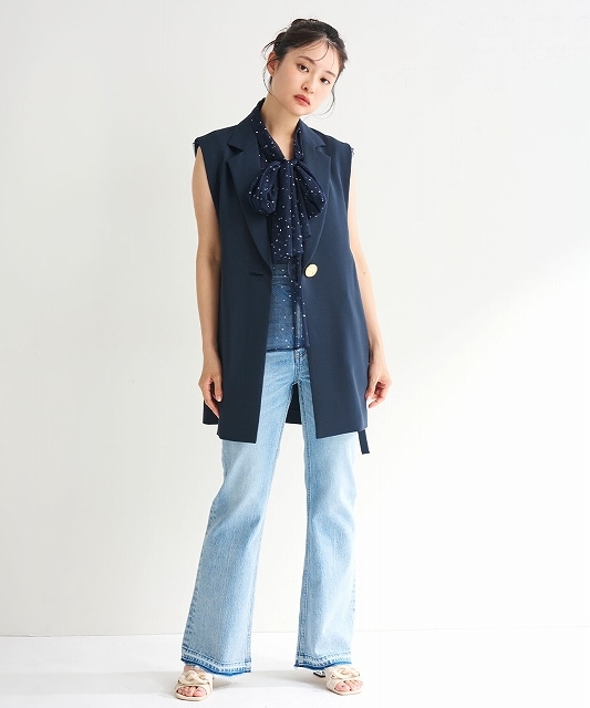 COCODEAL ココディール ドットチュールリボンブラウス 75518148