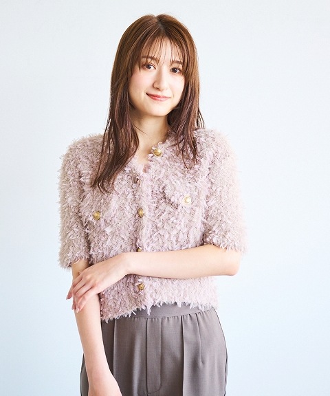 COCODEAL ココディール チュールフェザーヤーンニットカーディガン  