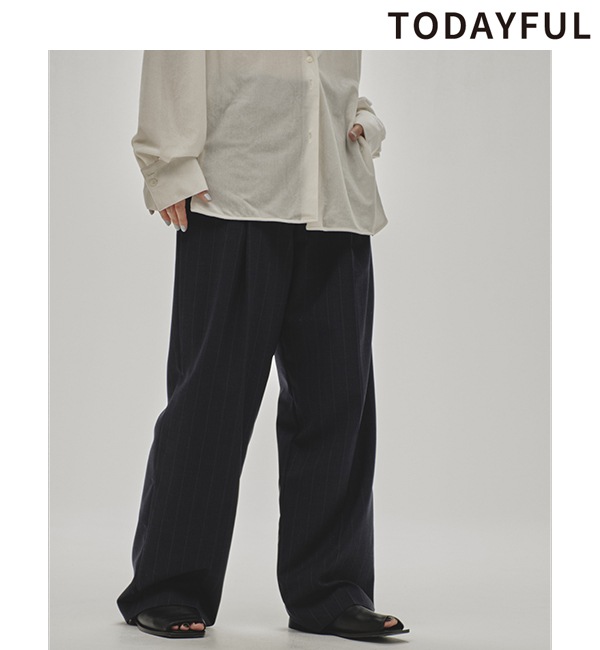 SALE20%OFFۡ11/9()1000OFF ݥ󥳡ɡ1000tfTODAYFUL ȥǥե  Stripe Tuck Trousers 12510702 /󥻥Բľʡˤ15ޤ¨ȯ(˰ʳ)