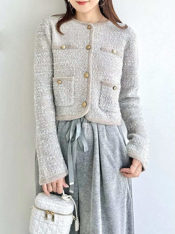 fray id フレイアイディー ツイードニットカーディガン SALE50%OFF】FRAY I.D フレイアイディー ミックスツイードニット