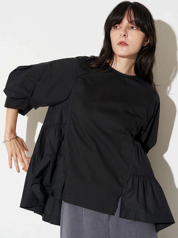 【ココ】ELENDEEK（エレンディーク）ロングジレ　黒 ELENDEEK（エレンディーク）の「トリプルクロスロングジレ（ノー