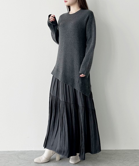 SALE40%OFF】COCODEAL ココディール サテンレイヤードアシメニット 