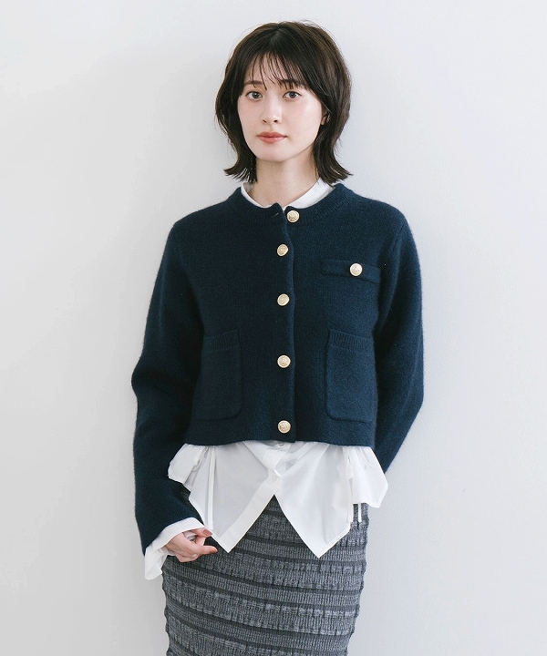 COCODEAL ニットカーディガン SOLD OUT】COCODEAL ココディール ラクーン混ダブルフェイスニット