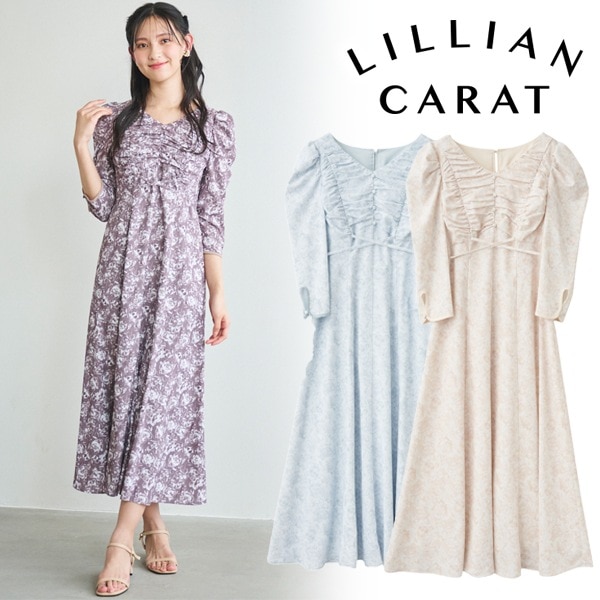 品多く SOLD OUT】LILLIAN CARAT リリアンカラット フラワープリント ワンピース