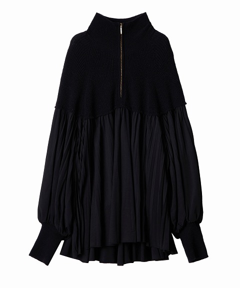 ココディール COCO DEAL ハーフジッププリーツドッキングニット