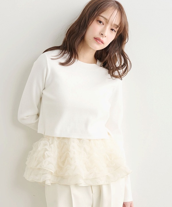 COCODEAL ココディール フリルペプラムブラウス×ニット 76131182