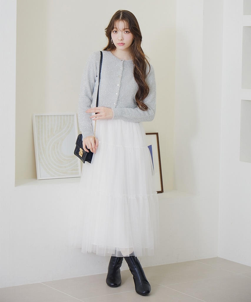 LILLIAN CARAT リリアンカラット ラメニットカーディガン＆キャミ