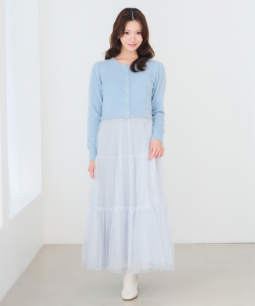 LILLIAN CARAT リリアンカラット ラメニットカーディガン＆キャミ