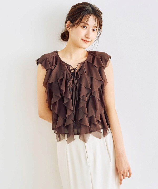SALE30%OFF】COCODEAL ココディール チュールラッフルトップス