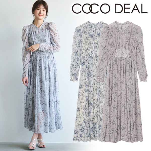 COCO DEALシフォンフラワープリントワンピース COCO DEALシフォンフラワープリントワンピース