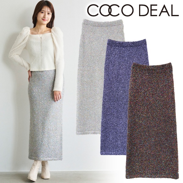 COCODEAL ココディール ラメフェザータイトスカート 74637242 