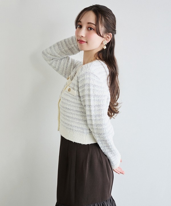 LILLIAN CARAT リリアンカラット ツイードニットカーディガン 46133512