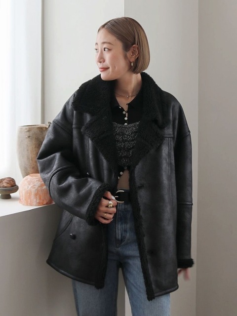 SALE60%OFF】Ungrid アングリッド フェイクムートンルーズブルゾン