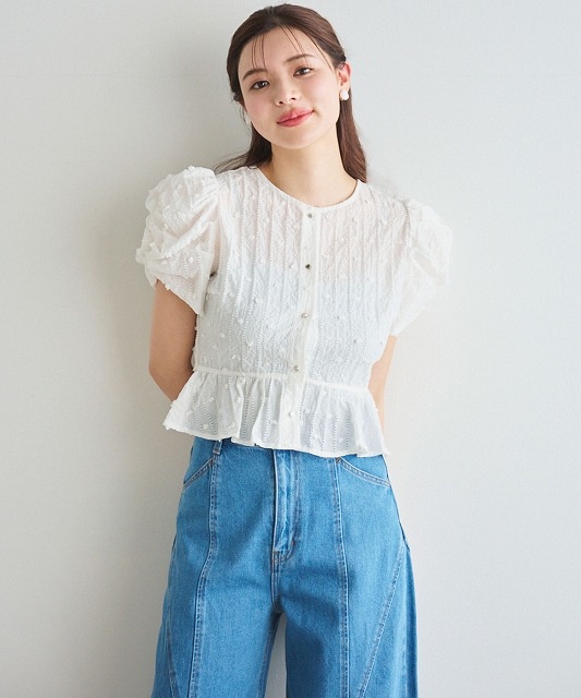 即日発送(火曜除く)/LILLIAN CARAT リリアンカラット フロントリボンフリルボレロブラウス 45518515  25FW 2025秋冬 キャンセル返品不可 LILLIAN CARAT リリアンカラット バックシャンジャガード
