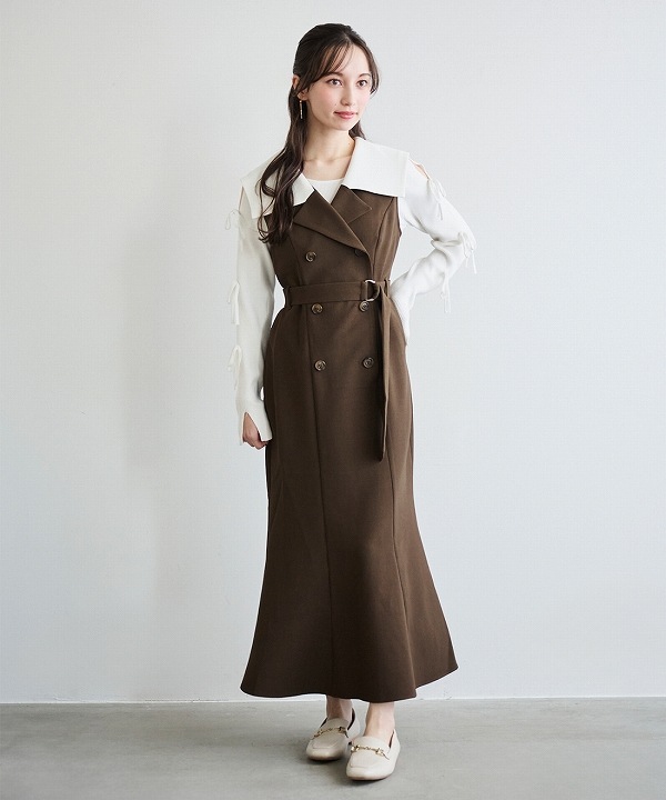 リリアンカラット ジャケット LILLIAN CARAT リリアンカラット バイカラージャケットワンピース