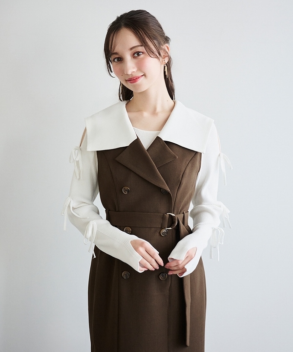 LILLIAN CARAT リリアンカラット バイカラージャケットワンピース