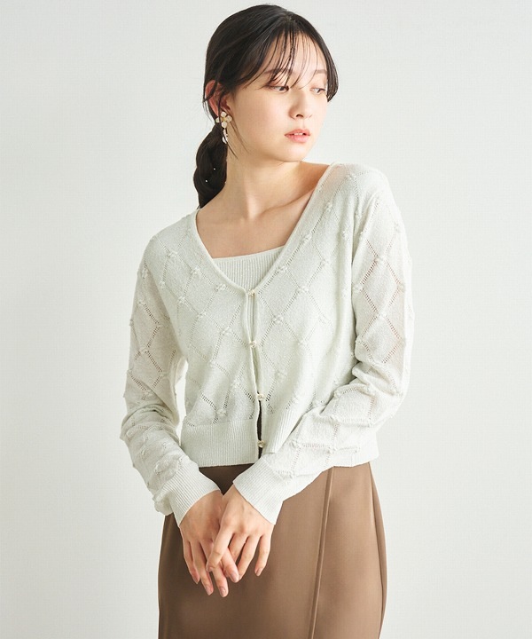 LILLIAN CARAT リリアンカラット シアーアイレットカーディガン